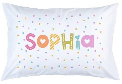 Colorful Girls' Name Pillowcase, Personalized Pillow Case in Standard or Toddler Size, Whimsical Nursery Decor