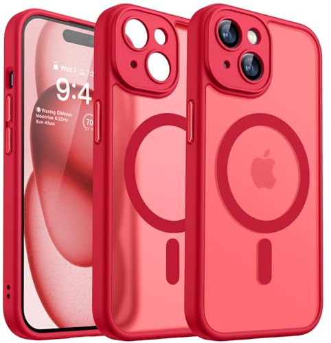 CANSHN für iPhone 15 Hülle mit Kameraschutz, Rot