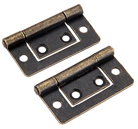 2 Stück Vintage-Schmuck, Holzkiste, dekorative Scharniere, 38 x 20 mm, Möbel, Schrank, Schublade, Tür, Stoßscharnier mit Schrauben, antike Bronzescharniere