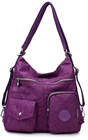 Borsa da donna, borsa in nylon di grande capacità, leggera, multi-posteriore, monospalla, zaino a tracolla, borsa da viaggio