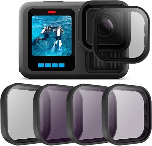 Filter CPL ND8 ND16 ND32 4er-Pack Kompatibel für Go Pro Hero 13 Schwarz, Neutraldichte- und Polarisationsfilter-Kit Objektivschutz für Go Pro 13 Zubehör