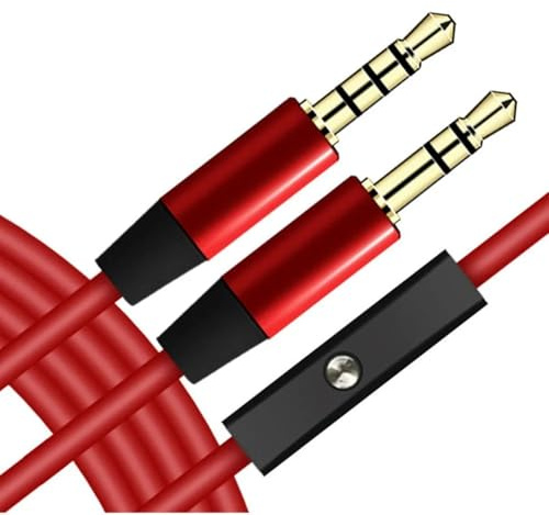 AYMBH Replacement Beats Headphone Cable 3.5mm Audio Aux Cord with Line Control & Mic for Monster/Dr Dre Solo/Solo HD/Studio/Mixr/Detox/Pro – Durable TPU Coating, Gold-Plated Connectors