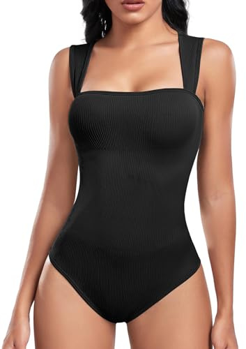 Tuopuda Body Contenitivo Modellante Donna Body Shaper Bodysuit Guaina Contenitiva Shapewear Intimo Snellente Pancia Piatta Dimagrante Shaping Addominale Compressione Canotta Canottiera, Nero, M