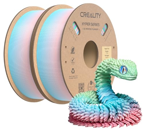 Creality Official Hyper PLA Filament Rainbow 2 KG 1.75 mm, 3D Printer Filament PLA for High Speed Printing 30-600 mm/s, Dimensional Accuracy +/-0.03mm,1 KG (2.2 lbs)/Spool(Spring Lake Gradient) 2 Pack