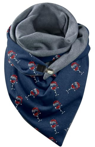 Weihnachtsschal Dreieckstuch Schal Damen Dreieck Schlauchschal Baumwolle Dreieckstuch Herbst Winter Warm Weihnachten Drucken Scarf Kuschelige Und Wunderschöne Elegant Knopfschal Schal Scarf
