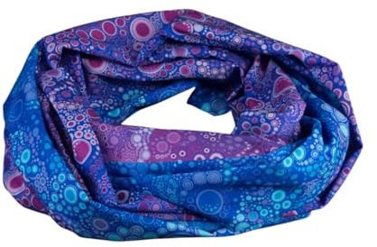 bettina bruder - Damen-Loop Schlauchschal Tropfen Punkte Farbverlauf blau aqua türkis lila bunt - 100% Baumwolle