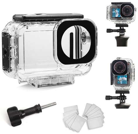 FitStill 196FT/60M Unterwasser-wasserdichtes Gehäuse mit magnetischer Schnellverschluss-Schnittstelle, kompatibel mit DJI Osmo Action 5 Pro/Action 4/Action 3, Tauchschutz Action 5 Pro Schutzhülle