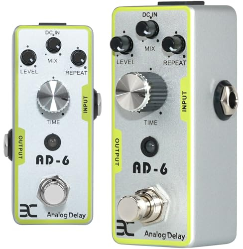 EX Analogy Delay Pedal, Mini Guitar Effect Pedal Delay, Warm Tape Echo Effect, 30–340ms Delay Time, True Bypass, Compact Portable Design, Silver