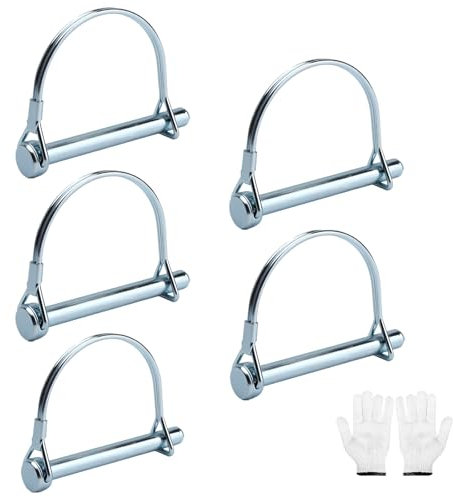 5 Pezzi Perno di Bloccaggio dell'albero Perni di Bloccaggio a Filo Perno di Sicurezza in Acciaio al Carbonio per Farm Trailers Lawn Garden M8 x 70 mm