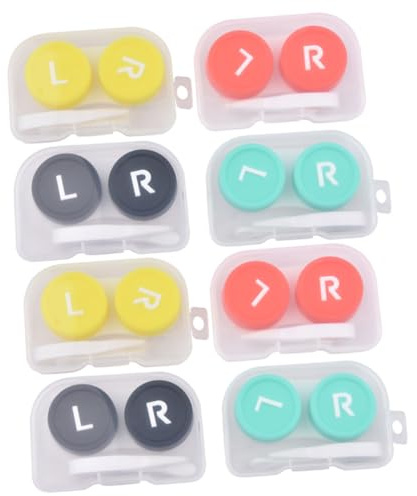 NOLITOY 8pcs Portable Contacts Lens Cases Tools Durable Material Travel-Friendly Organizer for Cleaning and Storing Colors Randomly Selected