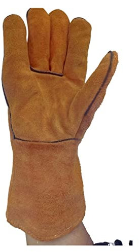 YQVEOT Mandil de Soldador, Guantes de Cuero Amarillo Duradero Guantes de Cuero Amarillo Guantes de Seguridad for soldar Herramientas manuales de Metal