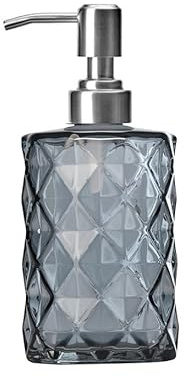 350ml Bottiglia in vetro grigia per dispenser di sapone, dispenser di shampoo e lozione con pompa a diamante, dispenser di sapone per le mani e per piatti per bagno, cucina, piano di lavoro