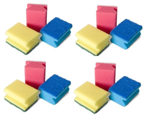 PCMOVILES Estropajos Salvauñas de Colores para Cocina | Pack de 12 Unidades | Esponja Multiusos con Fibra Abrasiva | Alta Durabilidad y Protección para Las Uñas