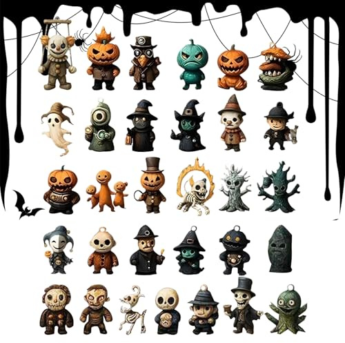 Calendarios Adviento Halloween 2025, 31 Noches Calendario Cuenta Regresiva Halloween, Calendarios Adviento Figura Halloweens Miedo, Mini Calendario Cuenta Regresiva Decoración Figuras Halloweens