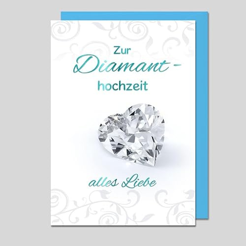 Michel Verlag Glückwunschkarte zur DIAMANTENEN HOCHZEIT – 60 Jahre Ehe Jubiläumskarte zur Diamanthochzeit – Geschenkidee für Jubiläumspaar Großeltern Eltern Freunde, inkl. Umschlag (Großer Diamant)