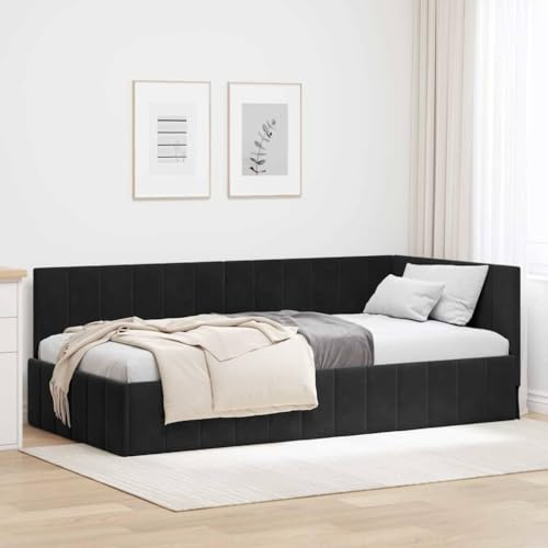 Amorsee- Einzelbett, Schlafsofa, Bettsofa, Farbauswahl, Sofabett, Gästebett, Tagesbett Komfortbett, Bett 90 x 200 cm für Jugendzimmer, Schlafmöbel, Schwarz