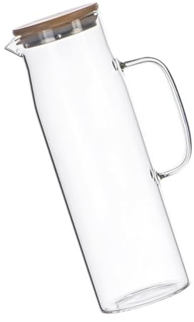 OKUMEYR Jarra de Vidrio Resistente al Calor con Tapa de Bambú Antiexplosión para Jugos y Agua Fría Gran Capacidad para Uso Doméstico