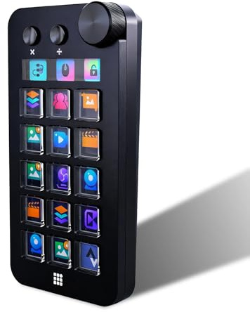Stream Controller Deck, Mini Studio Controller with 15 Customizable LCD Macro Keys for Mac and PC Trigger Actions in Apps and Software Like OBS for Live Streaming Stock Trading and Editing