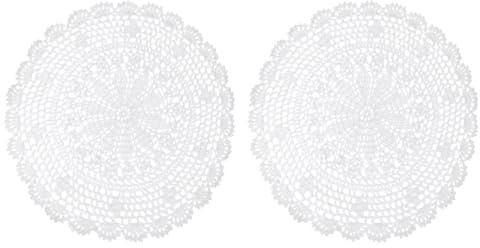 QUARKZMAN 2 Stück Spitzendeckchen, 30cm Deckchen Rrund Häkeldeckchen gehäkelt, Baumwolle, Spitze, Tischsets, Vasenpads, Geeignet für Küche, Esszimmer, Dreamcatcher Dekoration Weiß