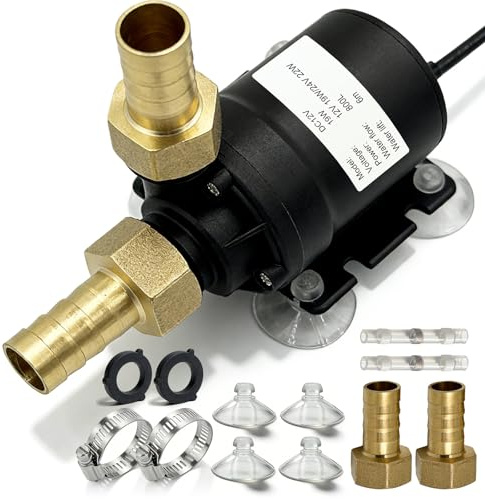 Mini bomba de agua DC 12 V sin escobillas 800 L/H bomba sumergible 19 W altura de impulsión 5 m bomba subacuática con núcleo de bomba de cerámica para acuario, estanque, fuente solar, piscina, sistema