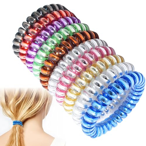 Coleteros En Espiral Para Mujer, 10 Piezas Gomas Del Pelo Elásticas, De Plástico Flexible Y Resistente, Bandas Resistentes Al Agua, Ideal Para Uso Diario, Para Mujeres Niñas