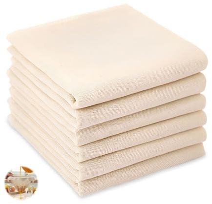 6 Piezas Tela Filtrante Reutilizable 50 X 50 CM,Colador de Tela Algodon para Hacer Queso,SZMK Cheese Cloth,Paño Muselina para Cocinar,Tela de Estameña Cocina Lavables para Filtrar Jugo, Yogur