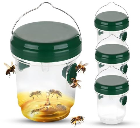 Wespenfalle, Wasp Trap, Wespenfalle für Draußen, Wespenabwehr Draußen 360 Grad Wirkung, für natürlichen Lockstoff, Geeignet zum Aufhängen und Fangen von Wespenfallen (4PCS Grün)