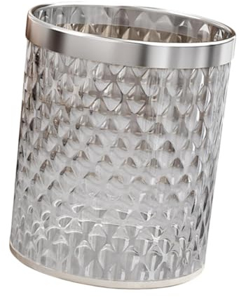 Stgfyxgs Contenedor de Basura Redondo Y Elegante para El Hogar, de 16 litros, Ideal para Sala de Estar, Cocina Y Oficina en Casa, Plata, Individual