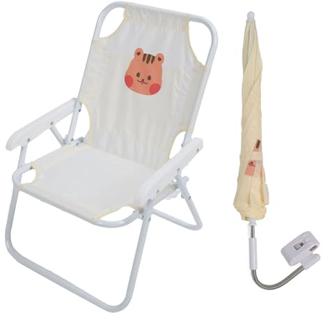 Fafeicy Chaise de Plage pour Enfants, Chaise de Camping Portable et Pliable pour bébé avec Parasol Résistant au Soleil pour Les Activités de Plein Air, Plage, Pique-Nique, Parc (écureuil)