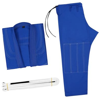 KIXZSAZ Breathable Lightweight Brazilian Jiu Jitsu Gi Tournament Blue A1 | Kimono Suit Waist Belt Comfortable Jiu Jitsu Gear For Kids Brazilian Gi Tournament Kimono , Blue , A1