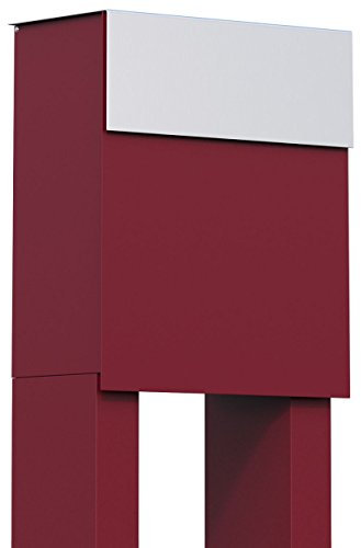 Standbriefkasten, Design Briefkasten Alto Rot/Edelstahl - Bravios