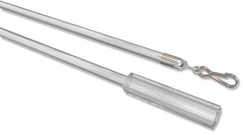 INTERDECO Schleuderstäbe/Gardinenstäbe mit Griff (2 Stück) Glasklar aus Kunststoff für Gardinen/Vorhänge, Remus, 75 cm