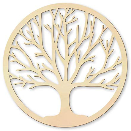 K&L Wall Art Feng Shui Lebensbaum Holzbild Baum des Lebens Wandbild moderne Natur Deko Bilder Wohnzimmer Pappelfurnier Holz ø 60cm