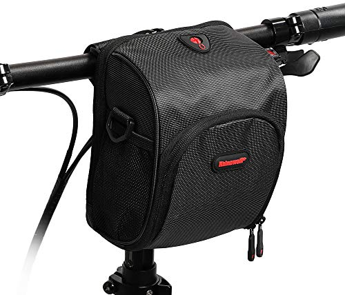 UPANBIKE Fahrrad Lenkertasche, Fahrradtasche Multifunktionale Fahrrad Vorderer Rahmentasche mit Schultergurt und Regen-Abdeckung(Schwarz)