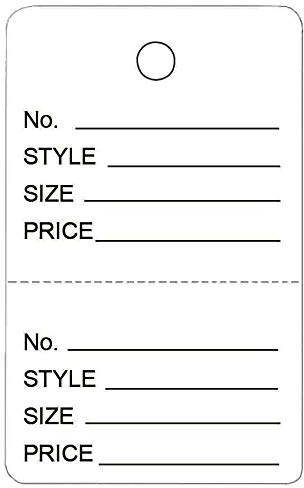 100 Qty Unstrung White Price Tags w/Perforated Stub