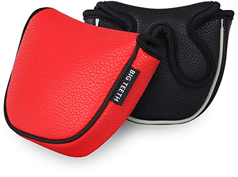 Golf Mallet Putter Head Covers Center Mid Shaft Golf Club Head Protector Magnetic Closure Black