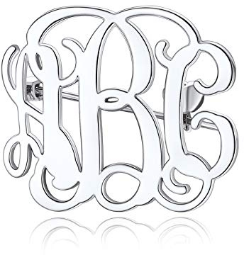 Individuelle Namen Brosche Pins mit Gravur für Frauen Gravierte Monogramm Buchstaben Anstecknadel Brosche Clip Schmuck in Silber