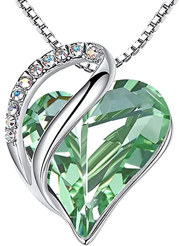 Leafael Mother's Day Necklace for Women, Infinity Love Birthstone Heart Pendant with Healing Crystals, Allergy-Free Jewellery with Gift Box, Silver-Tone