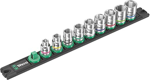 Wera 05005430001 Nuss-Magnetleiste B 4 Zyklop Steckschlüsseleinsatz-Satz, 3/8-Antrieb, 9-teilig