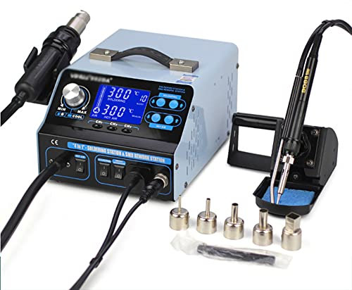 LMEIL Hot Air Rework Station Soldering Station，Adjustable Temperature Temperature Calibration, 2 in 1 Station with Temperature Stabilization Function and Electronic DIY Projects Rework