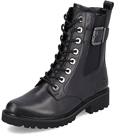 Remonte donna Stivaletti D8668, signora Stivali da biker,soletta removibile,boots,stivaletto,stivale da motociclista,piatto,schwarz,40 EU / 6.5 UK
