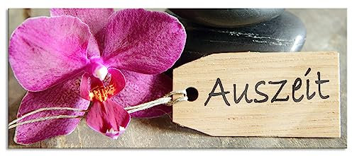 Pixxprint Glasbild Panorama, Wandbild aus Echtglas, Auszeit Orchidee mit Zen Steinen, 100x40 cm, inkl. Aufhängung und Abstandshalter