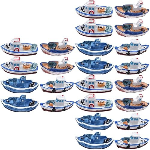Happyyami STK Fischerboot Landschaftsgestaltung Dekoration Feen Garten Boot Schiffsmodell Fischerbootverzierung Schiffsfiguren Haushaltsdekoration Tischdekorationen Segelboot Mini Harz