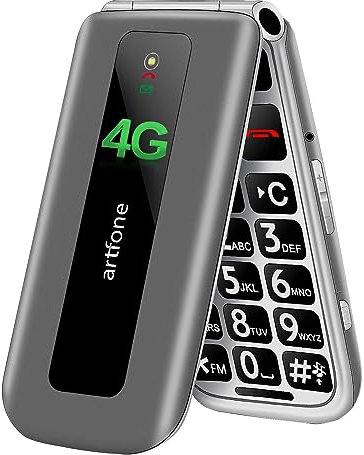 artfone F30 4G Unlocked Basic Mobile Phone for Seniors丨Flip Phone丨SIM Free Big Button Senior Mobile Phone丨2.4 Display丨 SOS Button丨Speed Dial丨Charging Dock丨FM丨Torch丨1300mAh Battery - Silver Grey