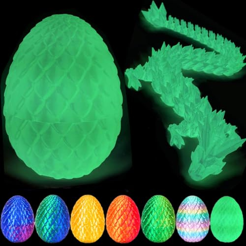 YILCER 12 3D Printed Dragon, Upgraded Fall Protection Dragon Egg & Reinforced 3D Dragons Joints, Safe Eco-Friendly Fidget Toy, Ideal for Gift-Giving and Children's Parties (Luminous Colour)