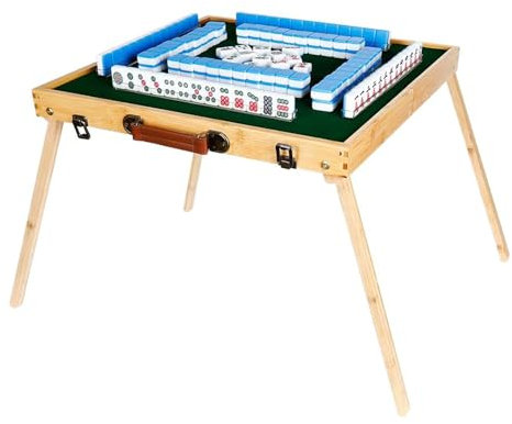 ZEONIK 1 Set Majiang Tiles Portable Mahjong Tiles Game for Indoor Outdoor Camping Entertainment