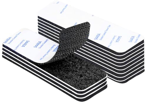 KU Klettband Selbstklebend Extra Stark,12 Stück Klebepads Doppelseitig Klebeband Beidseitig Klett Klebeband Wiederverwendbar Rechteck Tape Selbstklebend 3 x 10cm(Schwarz)