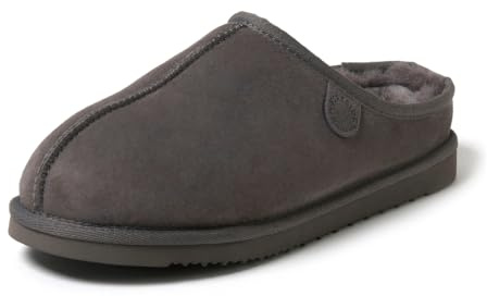 Fireside by Dearfoams Herren Grafton Echter Lammfell-Clog für Drinnen und Draußen Hausschuh, Grau massiv, 43 EU