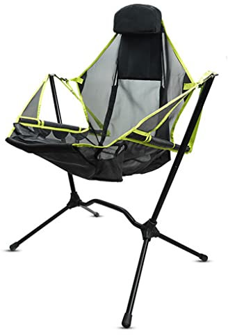 GONGGUJ s,Großer Outdoor-Klappschaukel-Angelstuhl, Camping-Grill, Aluminiumlegierung, Bea150 kg, tragbar, verstellbare Rückenlehne mit Kissenauflage/3er-Pack/Hellgrau (D Hellgrau)