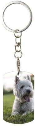 InOmak Westie Lawn West Highland White Terrier Hunde, Rechteckiger Metall-Schlüsselanhänger, Metall-Schlüsselanhänger, Schlüsselanhänger, Ringhalter, Organizer, 1 Stk